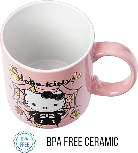 Miniatura 7 de Silver Buffalo Sanrio Hello Kitty - Taza de cerámica resistente a la cera de esqueleto de Halloween, 20 onzas