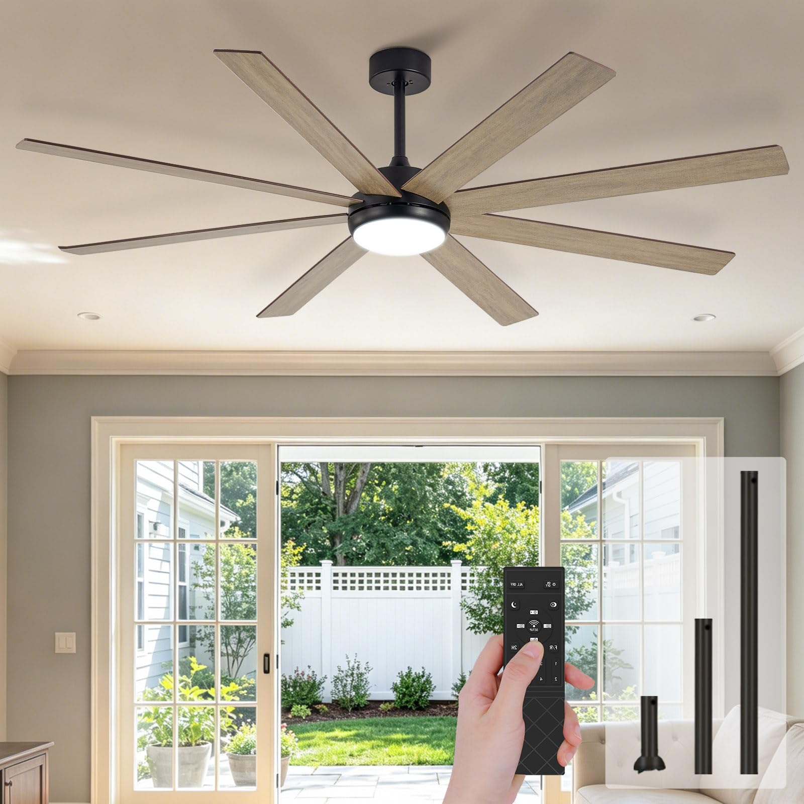 Photo 1 of ***PARTS ONLY*** DINGLILIGHTING 66 Inch Ceiling Fan with Light