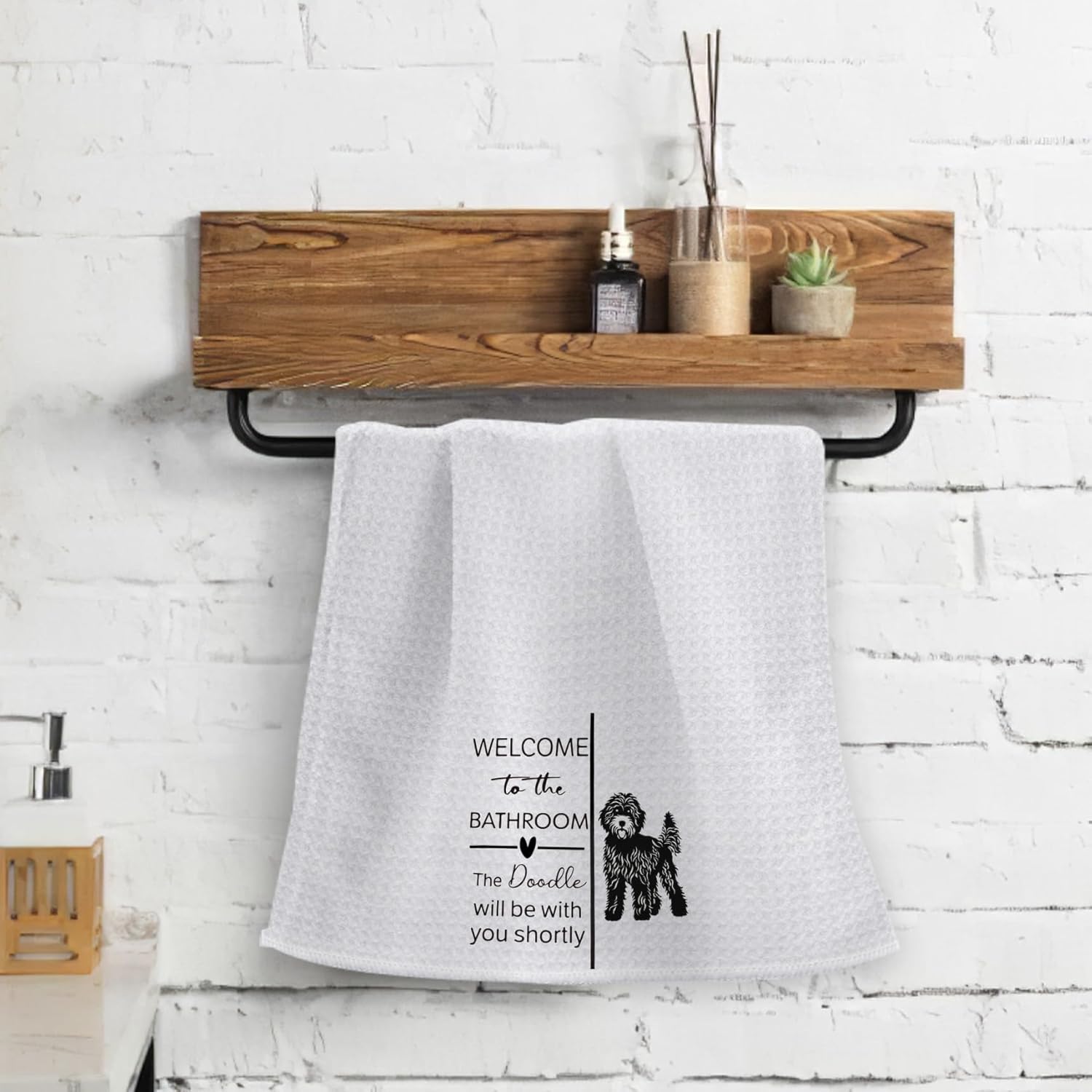 OHSUL Funny Doodle Bathroom Decor Hand Towels, Goldendoodle Gifts for Dog Lovers, Dog Mom Dad Gifts Dish Tea Towels, Funny Dogs Decorative Hand Dish Towel for Bathroom Toilet 16x24 Inch - Image 3