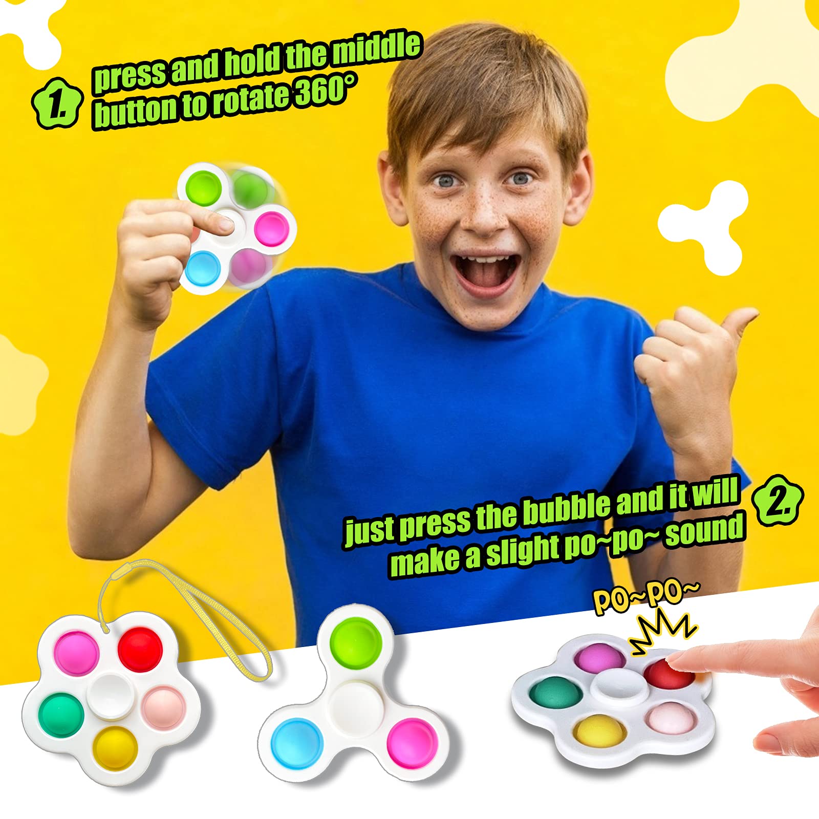 LooTeeay Simple Dimple Fidget Toy, 7 Pack Push Bubble Simple Dimple