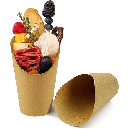 CAMKYDE 50 Pcs French Fries Holder, 12oz Disposable Paper French Fry Cups Charcuterie Cups for all Occasions (12oz)