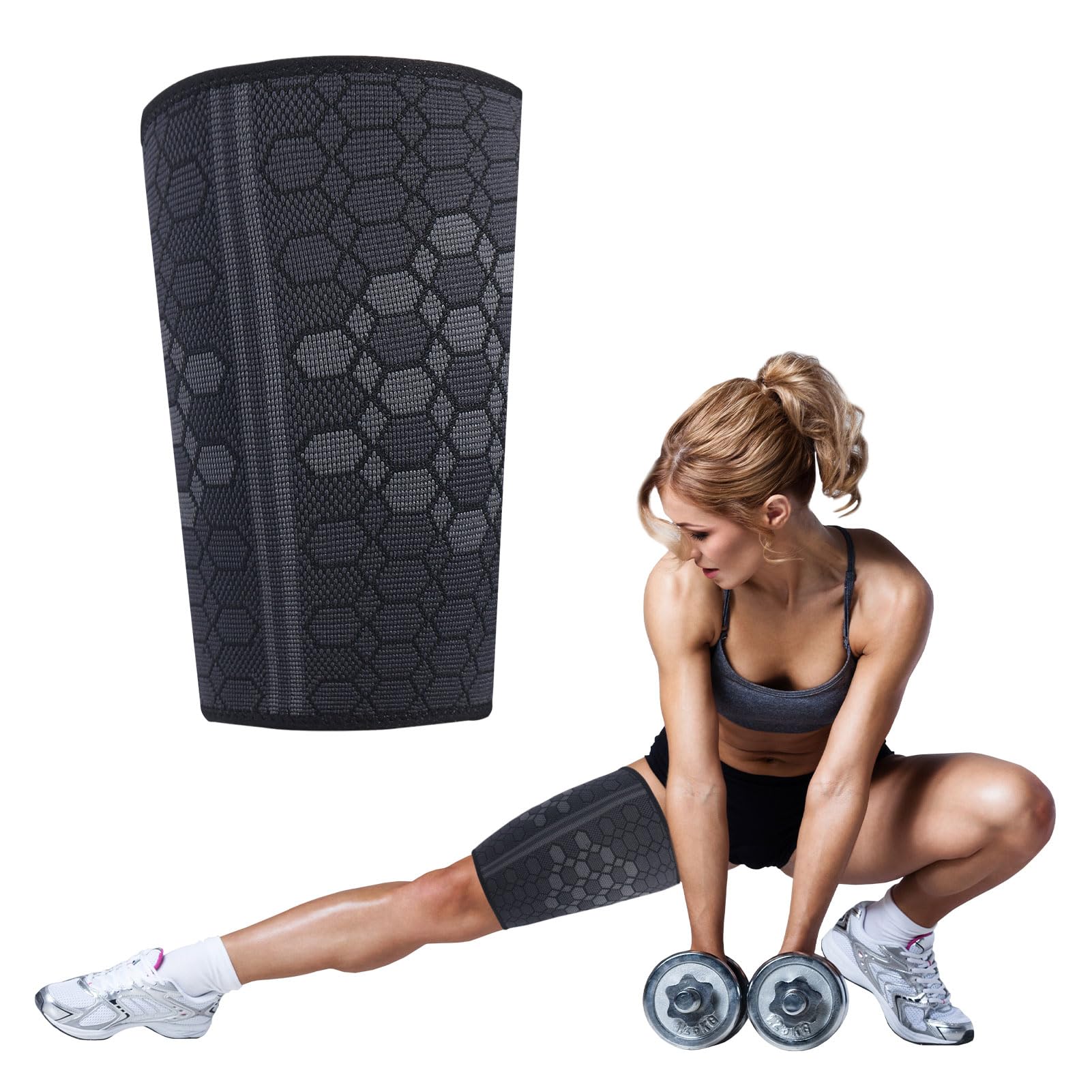 Thigh Compression Sleeve,Hamstring Compression Sleeve,Hamstring Support,Thigh Support Women,Thigh Support,Thigh Support Men,Thigh Supports for Improved Blood Circulation,Recovery&Pain Relief (L)