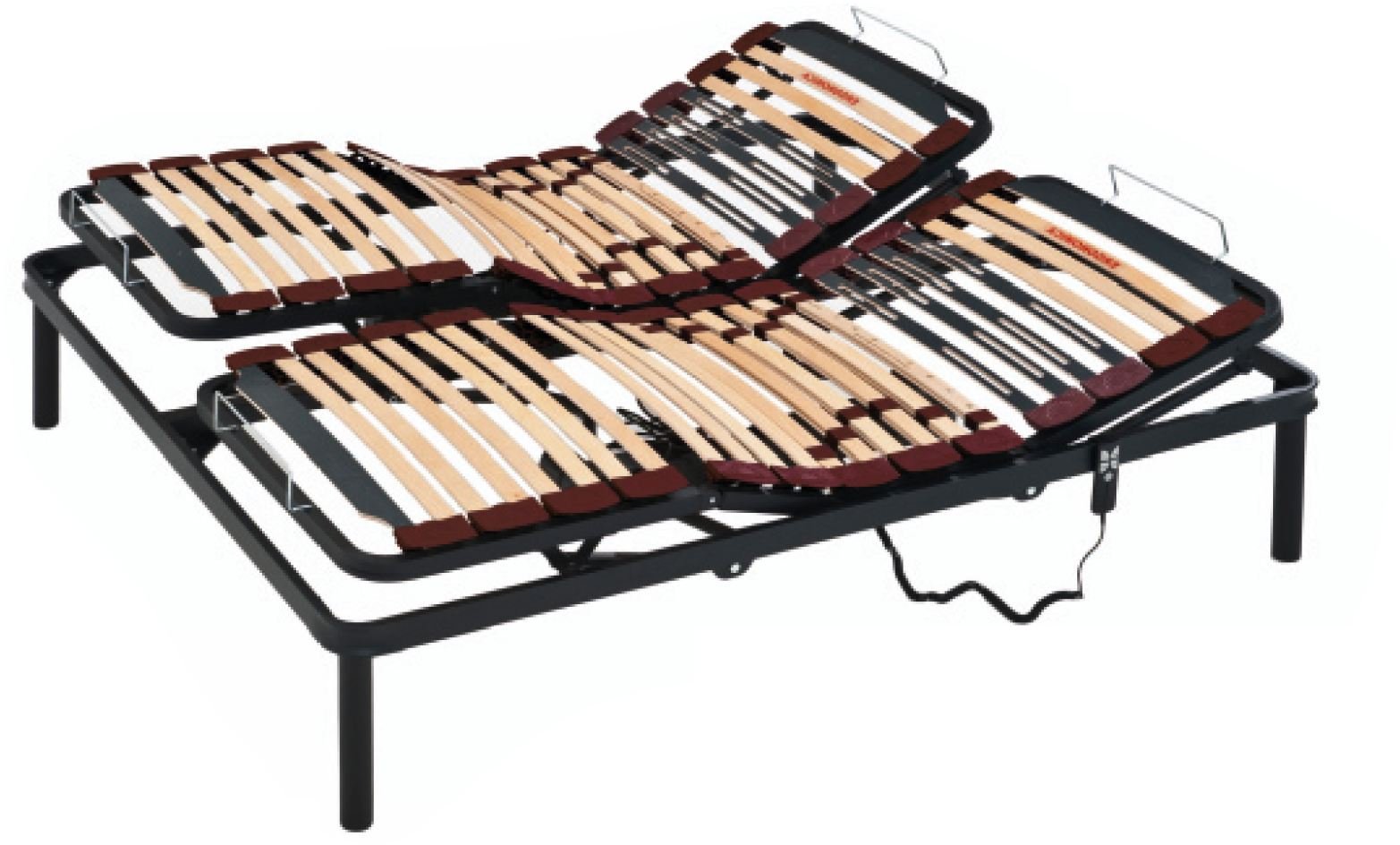 EVERGREENWEB - Rete Matrimoniale Elettrica Alzata Separata 160x190 cm Ortopedica a Doghe in legno Basculanti Ammortizzatori Regolatori di Rigidità Ergonomica Rinforzata - Flex