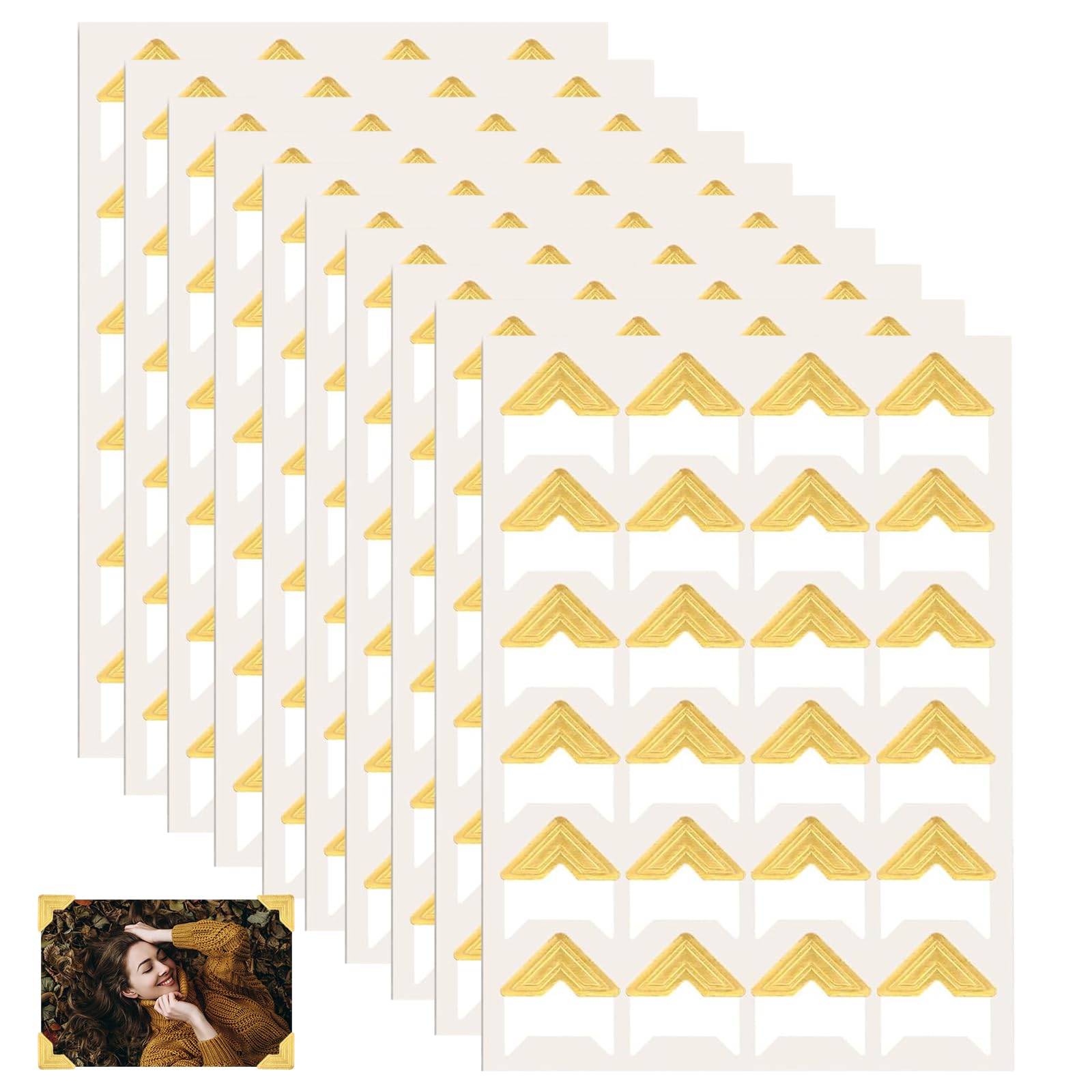 240 Pezzi Foto Angoli Autoadesivo Dorato, Angolini Autoadesivi per Fotos, Adesivi Fisso Adatto Fotografia Album, Scrapbooking Fotografico Fai da Te