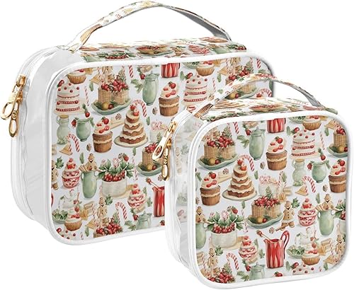 Miniatura 2 de Christmas Cake Desert Clear Toiletry Bag for Traveling,2 Pack Makeup Cosmetic Bag with Zipper,Travel Bag for Toiletries,Travel Essentials 21215248