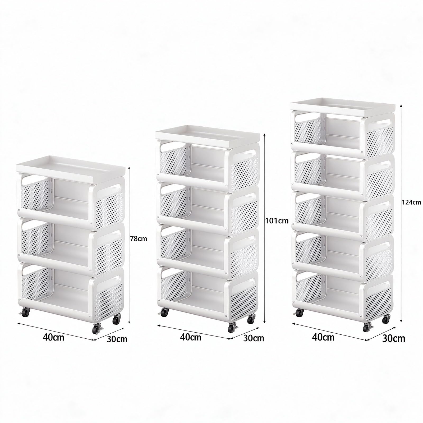 Carrello Cucina con Ruote, Vassoio, Scaffale Verdure, Portafrutta a Ripiani