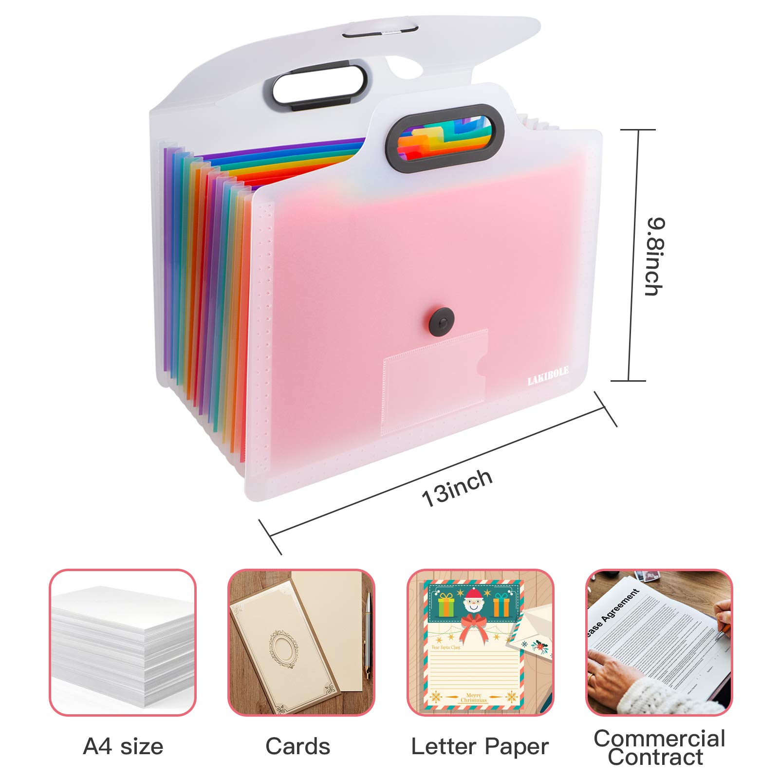 2Pack 13Pockets Expanding File Folder with Handle, Plastic Expandable