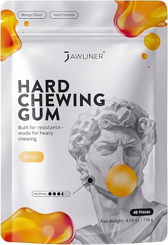 JAWLINER Hard Gum   Hard Chewing Gum for Jawline & Jaw Training, 40 Pieces