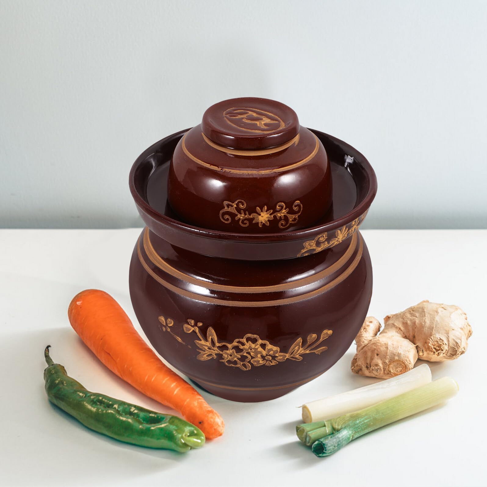 Verdickter Keramik Einlegebehälter mit Luftdichtem Deckel für Kimchi Sauerkraut Essiggurken Aufbewahrung Zufällige Farbe