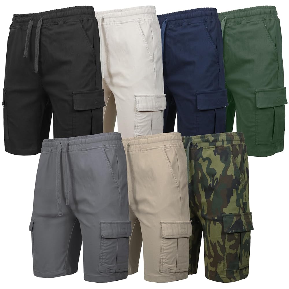 Galaxy by Harvic 3-Pack Men's Stretch Pull-On Cargo Shorts