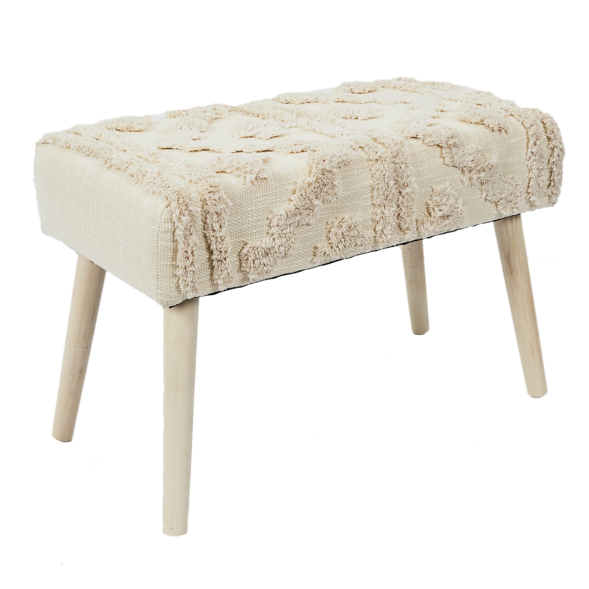 HOME DECO FACTORY Banc Mirage Contemporain Assise en Tissu Blanc et Marron