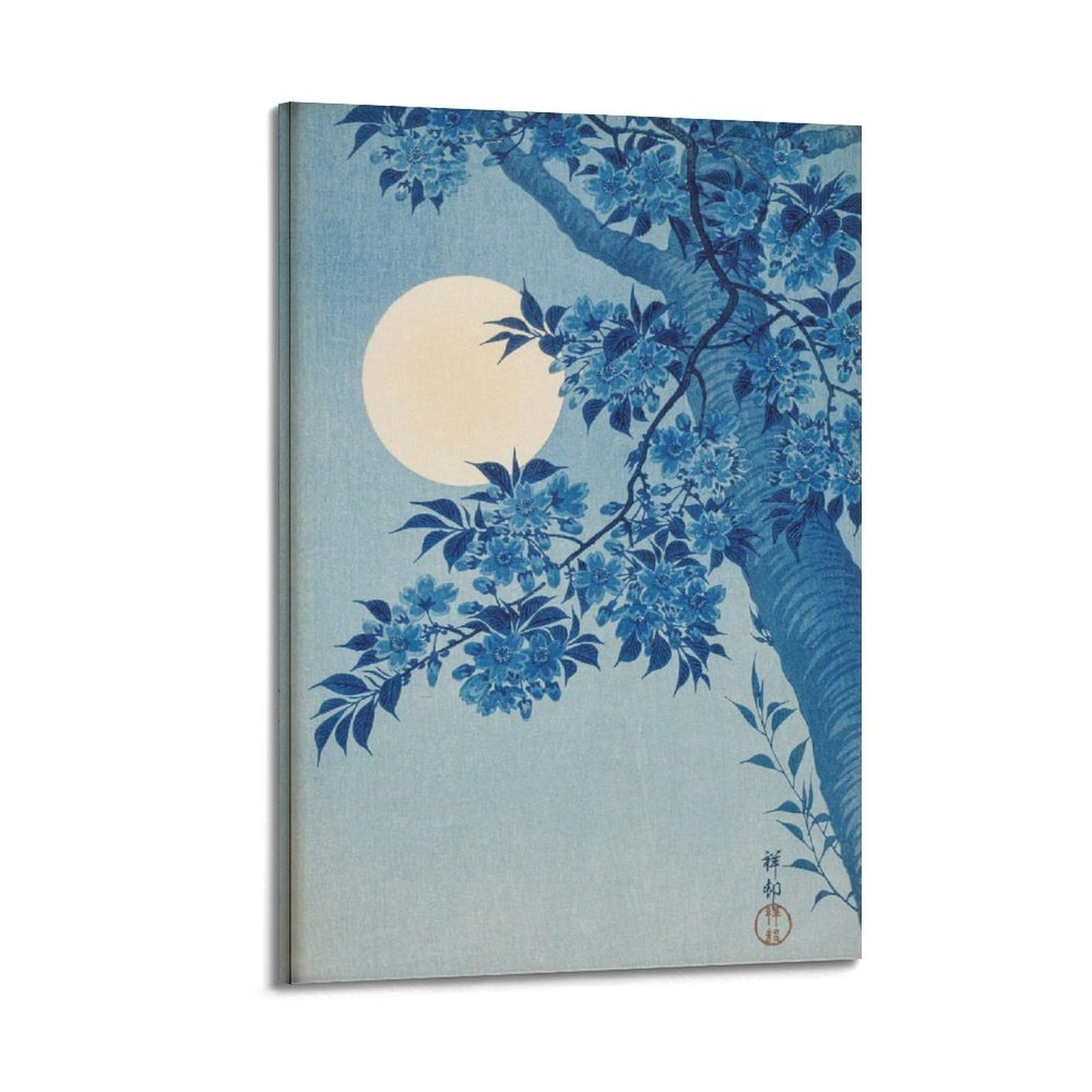 xiaoxiaoshen Ohara Koson Moonlit Cherry Blossoms Vintage Canvas Poster Wall Art Prints Room Aesthetic Murals Bedroom And Living Decorations 12x18inch(30x45cm)
