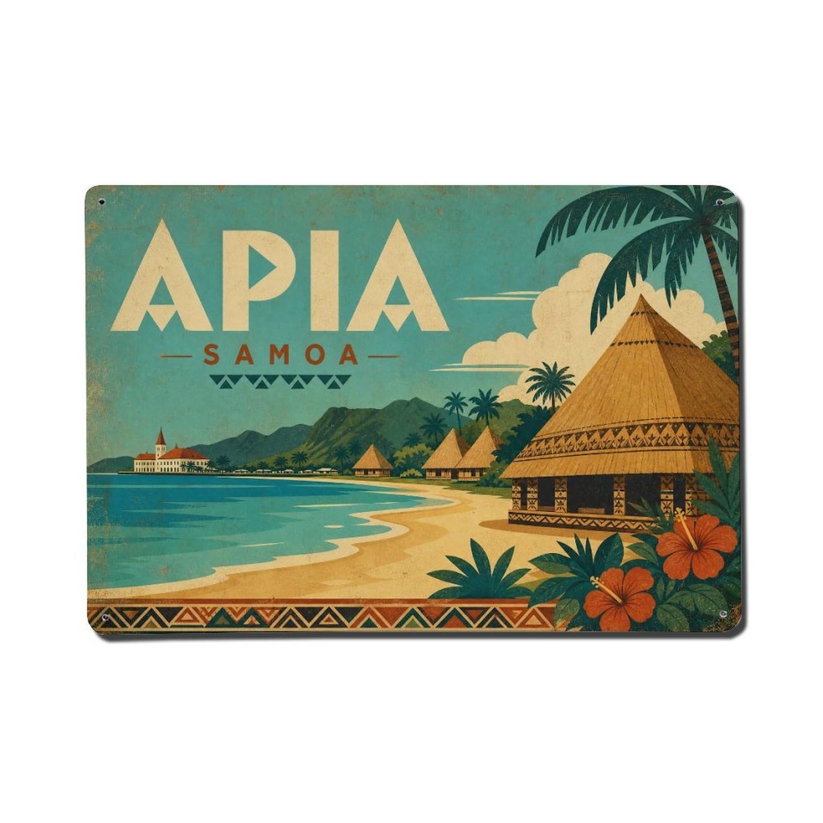 Metal Tin Sign Vintage Travel Samoa Apia
