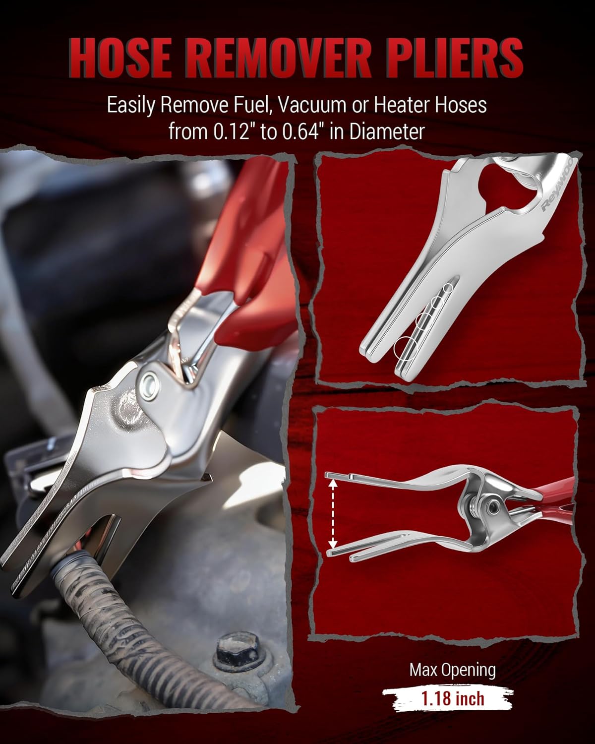 7-in-1 Automotive Hose and Electrical Disconnect Pliers Set, Fuel Line Removal Tool Kit with Grip Tool, Clamp Tool, Remover Tool, Pin Remover and Connector Separator