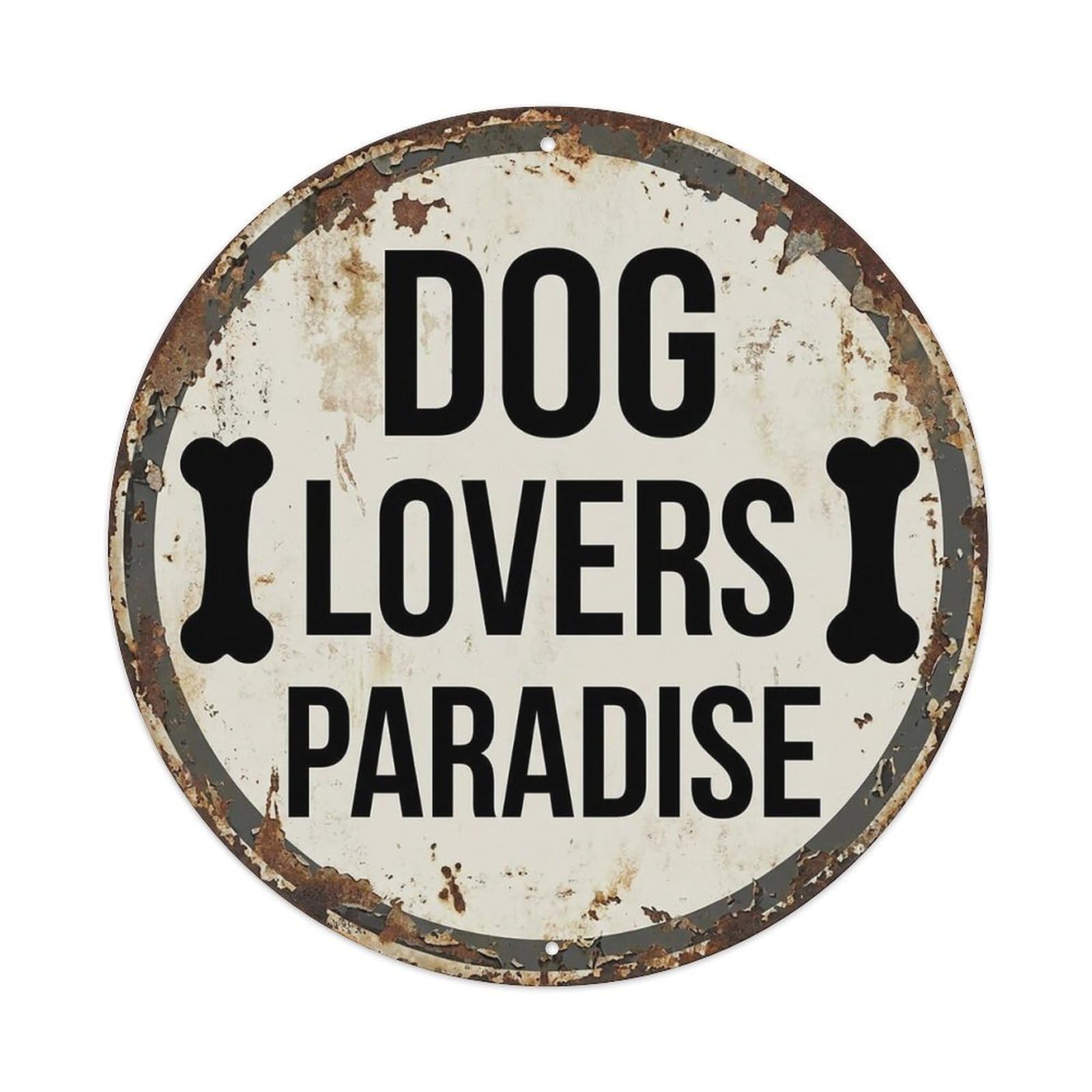 Vintage Dog Lovers Paradise Cafe Vintage Metal Tin Sign Plaque Wall Decor for Cafe, Club Bar, Office, Garden Metal Poster 8x8Inch