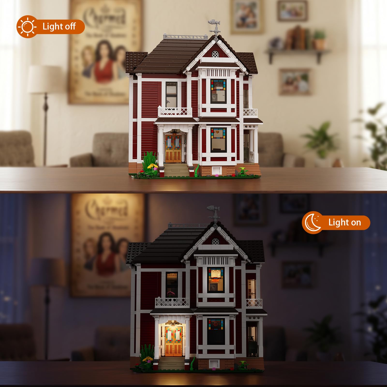 Charm Magic House Halliwell Manor Horror House Building Set, Family Movie Witch House Blocks Toy Kit compatibile con Lego, decorazione regalo e set da collezione per donne adulte