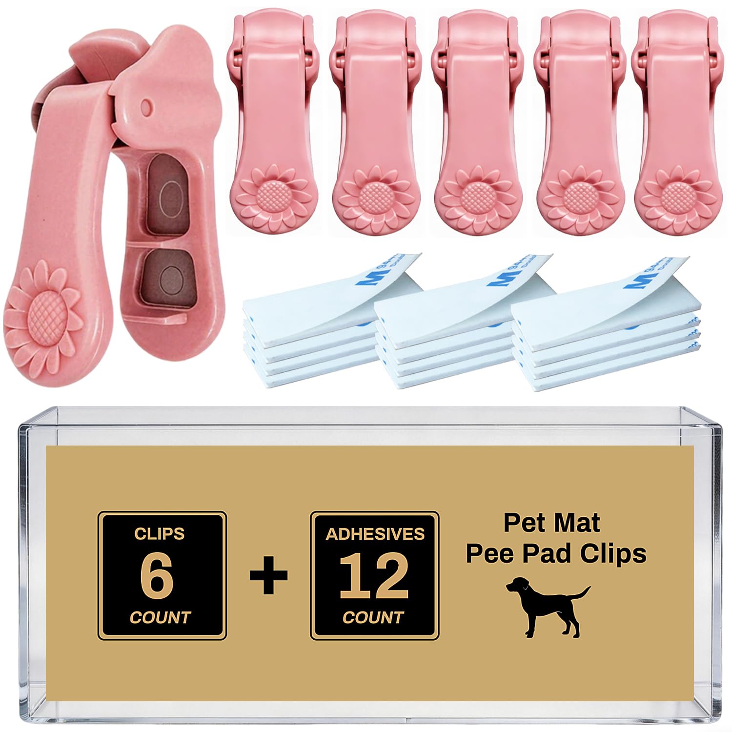 Lockable Pee Pad Clips, with Adhesive Tape, for Indoor Wall Pads Secured, Extra Thick Clamps for Silicone Puppy Pad Holder Tary Secured, Tight Strong Clamp for Dogs, Cats Training