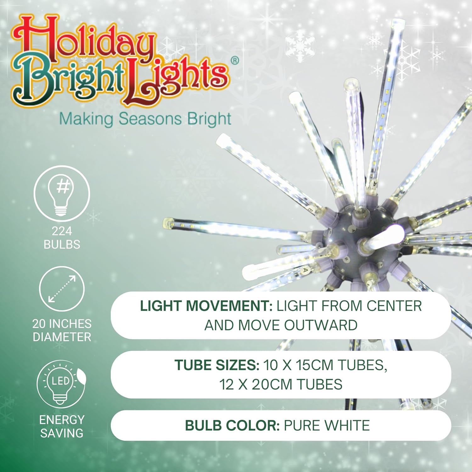 Holiday Bright Lights LED 20" Indoor/Outdoor Meteor Burst Combo A - Pure White