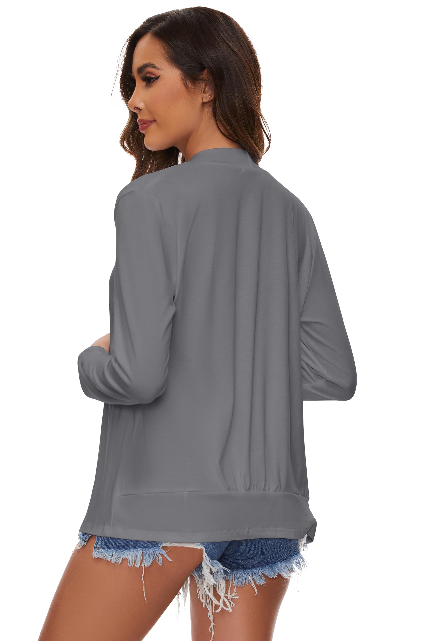 Cardigan Donna Lungo Giacca Leggero Maniche Lunghe Aperto Davanti Elegante Cardigan Orlo Irregolare