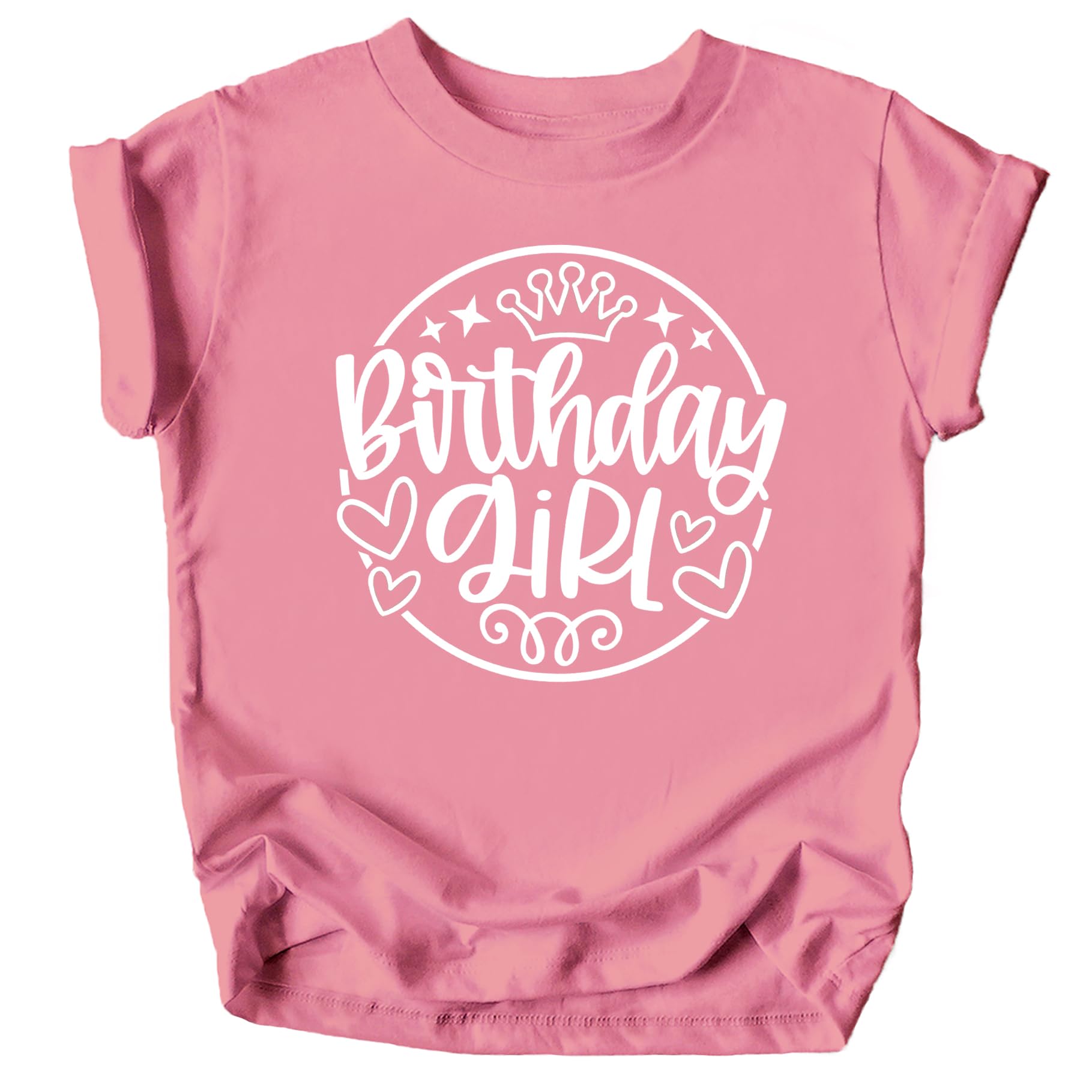 Olive Loves Apple Birthday Girl Crown Shirt for Baby & Toddler Youth Girls White on Mauve Shirt Youth Medium