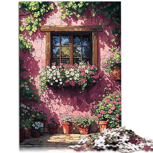 Foto 2 de 6 de Rompecabezas para Adultos 1000 Piezas Ventana con Flores Juguetes de Entretenimiento Familiar con póster…