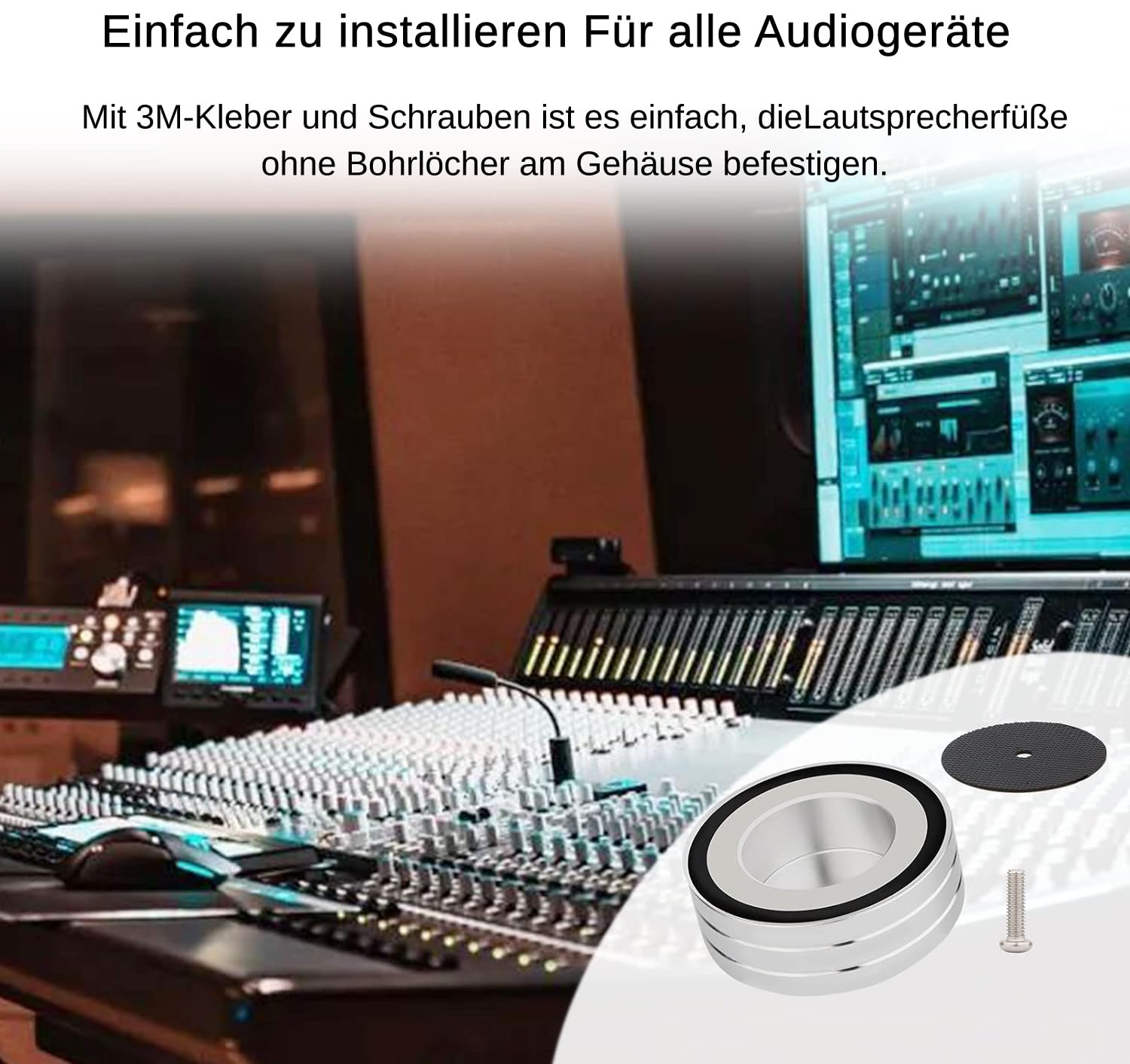 Monosaudio HiFi Spikes Pad 58 x 22 mm piedini in alluminio ammortizzatore per altoparlanti M4 x 0,7
