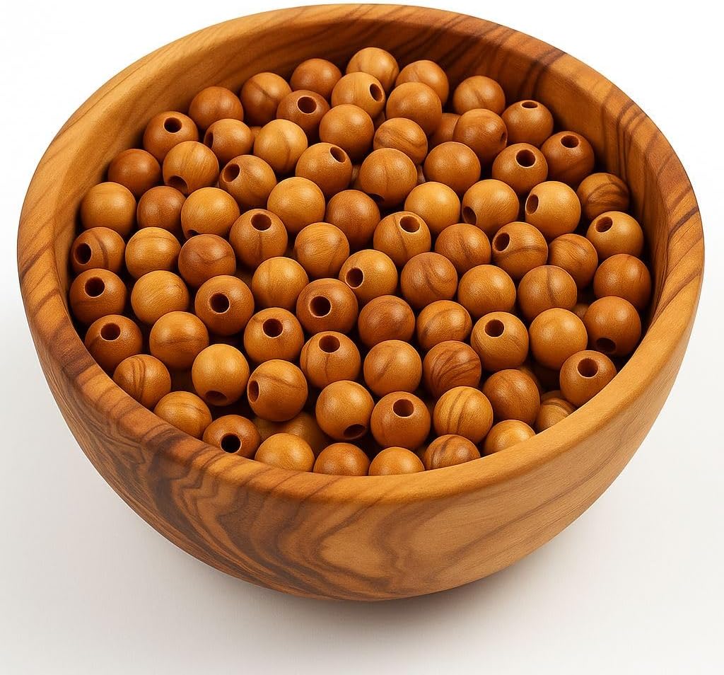 Holy Land Market Olive Wood Rosary Beads 8mm - 500 Beads, Handcrafted in Bethlehem, Prayer & Meditation, Olive Beads from Holy Land