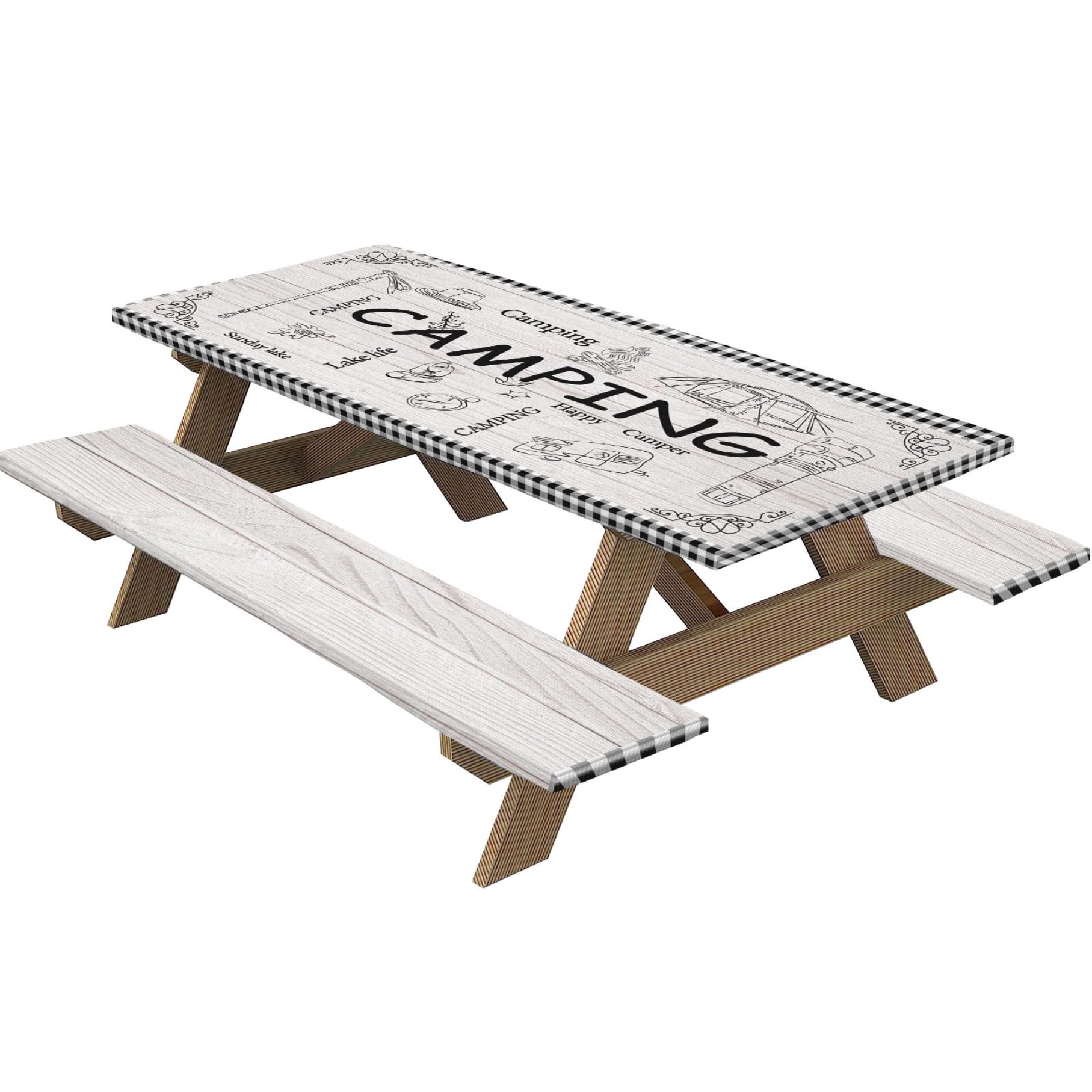 Housse de table pique-nique imperméable anti-vent Gcroet nappe élastique résistante à l'huile