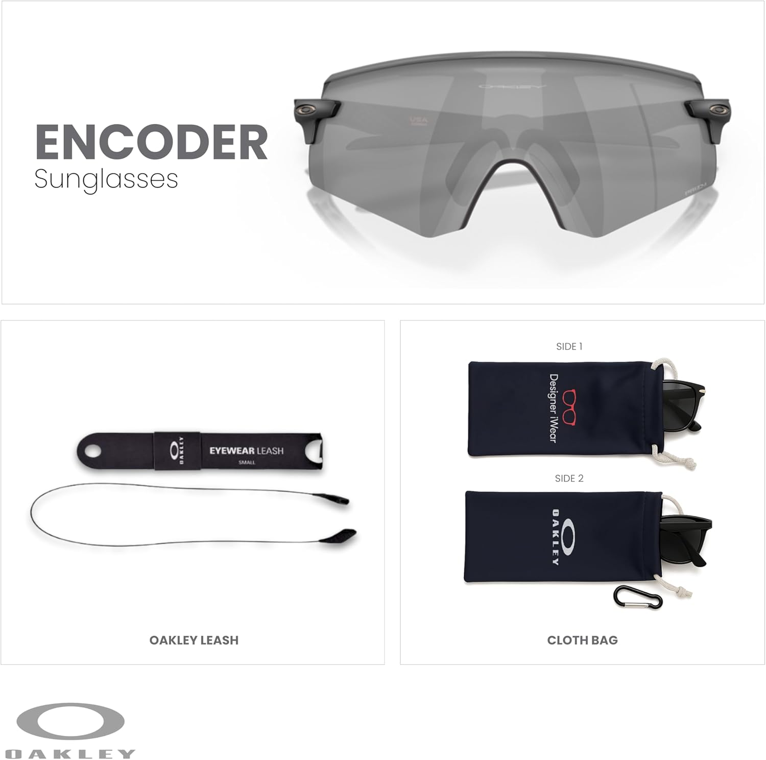 Oakley Encoder OO9471 Shield Sunglasses for Men + BUNDLE Leash+ Bundle Accessory Leash Kit, Microfiber Pouch - Image 2