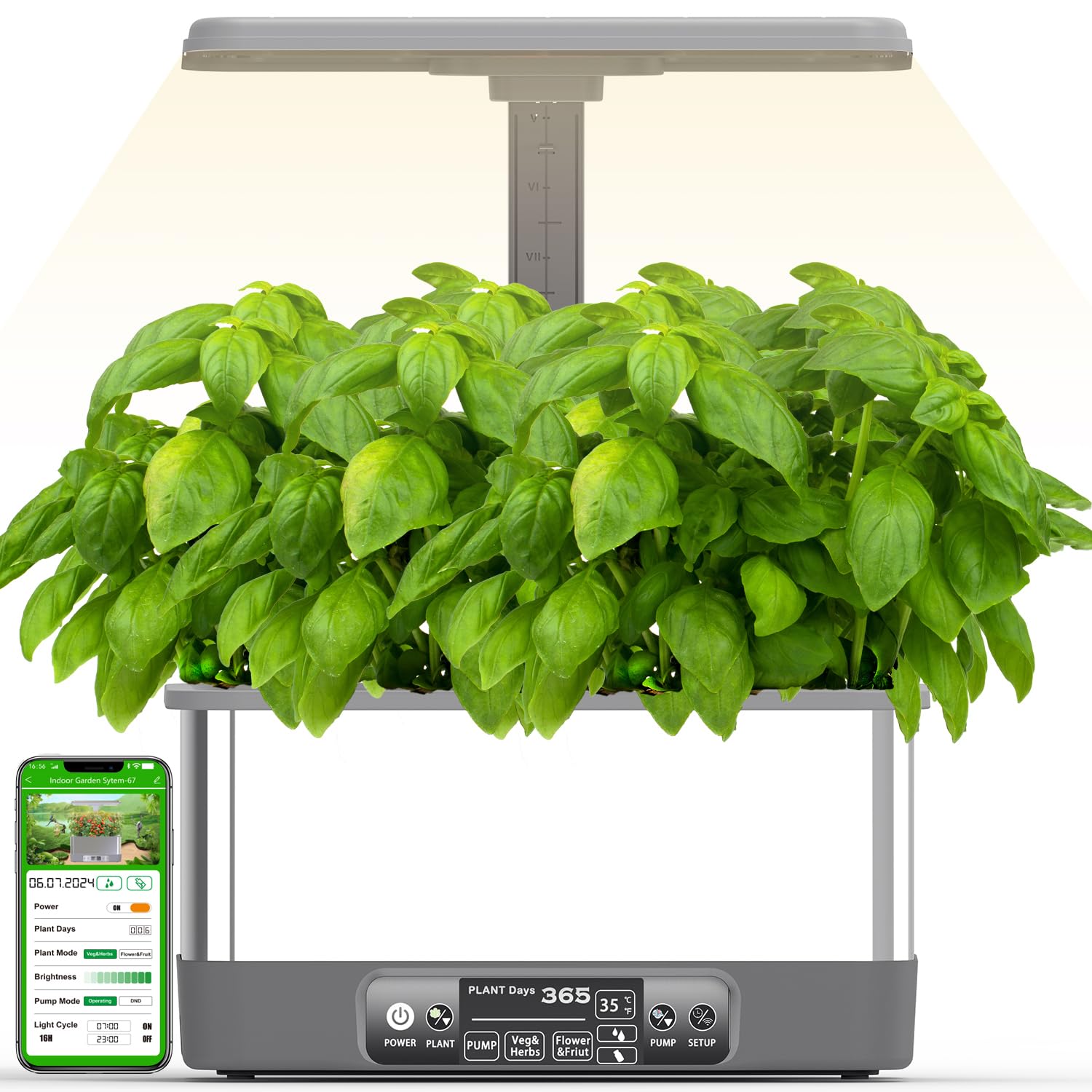 Sistema di coltivazione idroponica, APP & WiFi, 8 cialde intelligenti da giardino con luci di crescita a LED regolabili in altezza da 24 W, per regali di giardinaggio interni, fioriera per ortaggi