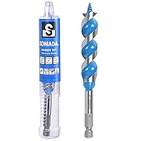 Vista 22 de SOMADA Broca de taladro de 1-1/2 pulgadas x 6-1/2 pulgadas para madera, vástago hexagonal de cambio rápido de 1/4 pulgadas, broca larga de tres