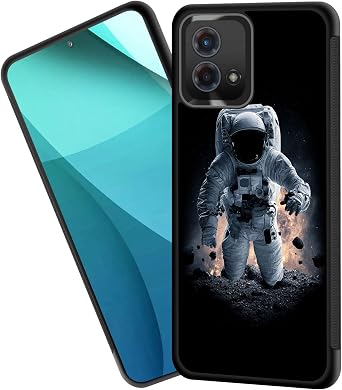 for Moto Edge 2024 Case,Tire Anti-Skid Edges Cute Design Shockproof Bumper Full Protection Black Back Cover for Motorola Moto Edge 2024,Cosmic Space Astronaut