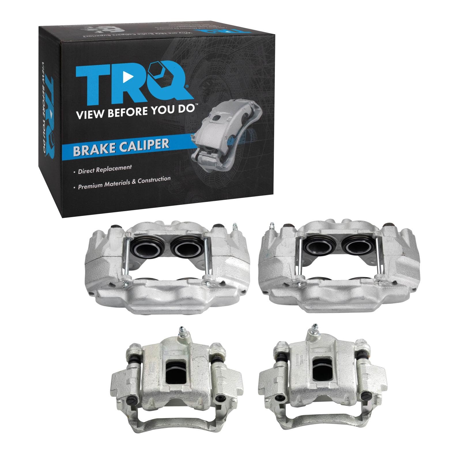 TRQ Front and Rear Brake Caliper Set Caliper Brackets Hardware Compatible with 03-09 Lexus GX470 with Front Casting #13WH
