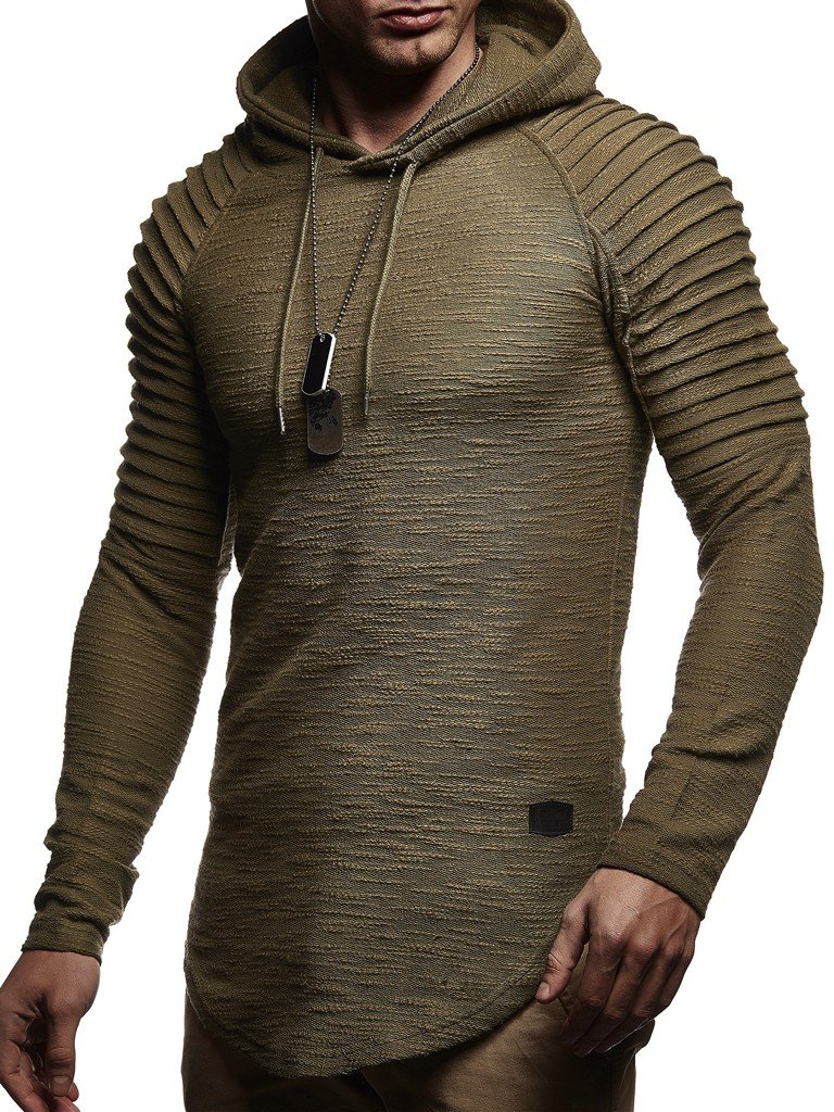 Leif Nelson Herren Kapuzenpullover Slim Fit Baumwolle-Anteil Moderner weißer Herren Hoodie-Sweatshirt-Pulli Langarm Herren schwarzer Pullover-Shirt mit Kapuze LN8128