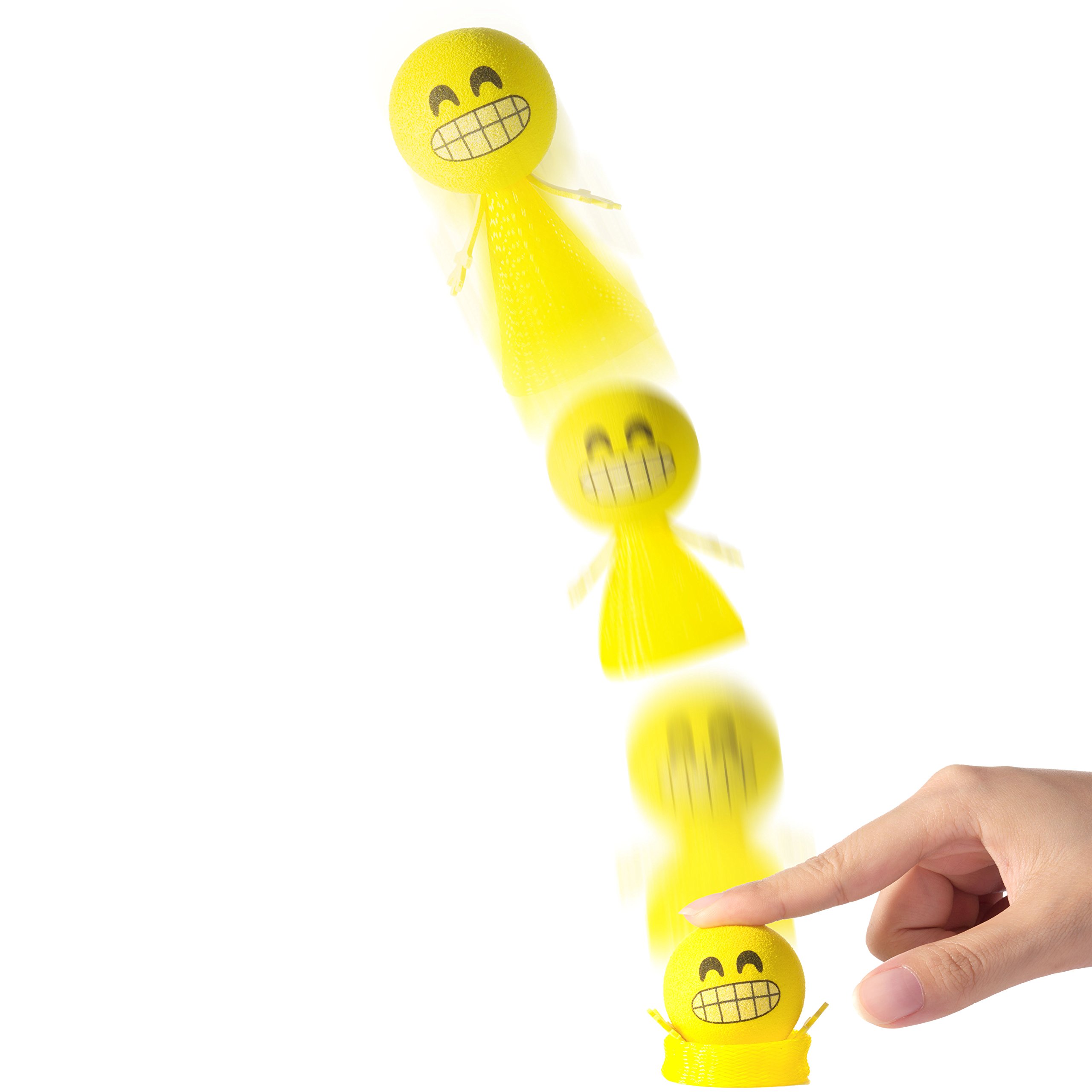 PROLOSO Jumping Popper Spring Launchers Bouncy Toy Balls 24 Pcs(Yellow Poppers)
