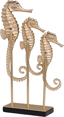 Miniatura 5 de Deco 79 Polystone - Escultura decorativa de peces tribales con detalles tallados blancos y detalles de espejo, juego de 2 figuras de acento de 14