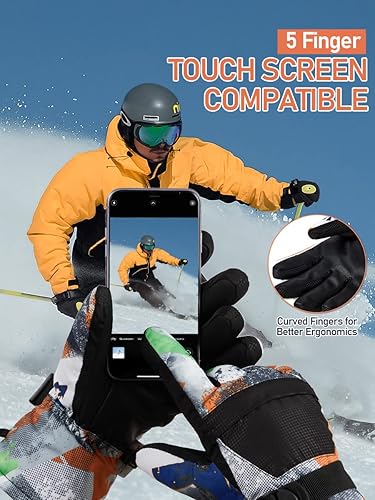 Miniatura 3 de FIORETTO Guantes de esquí impermeables para nieve, esquí, invierno, cálidos, snowboard, Thinsulate, térmicos, transpirables, guantes de snowboard