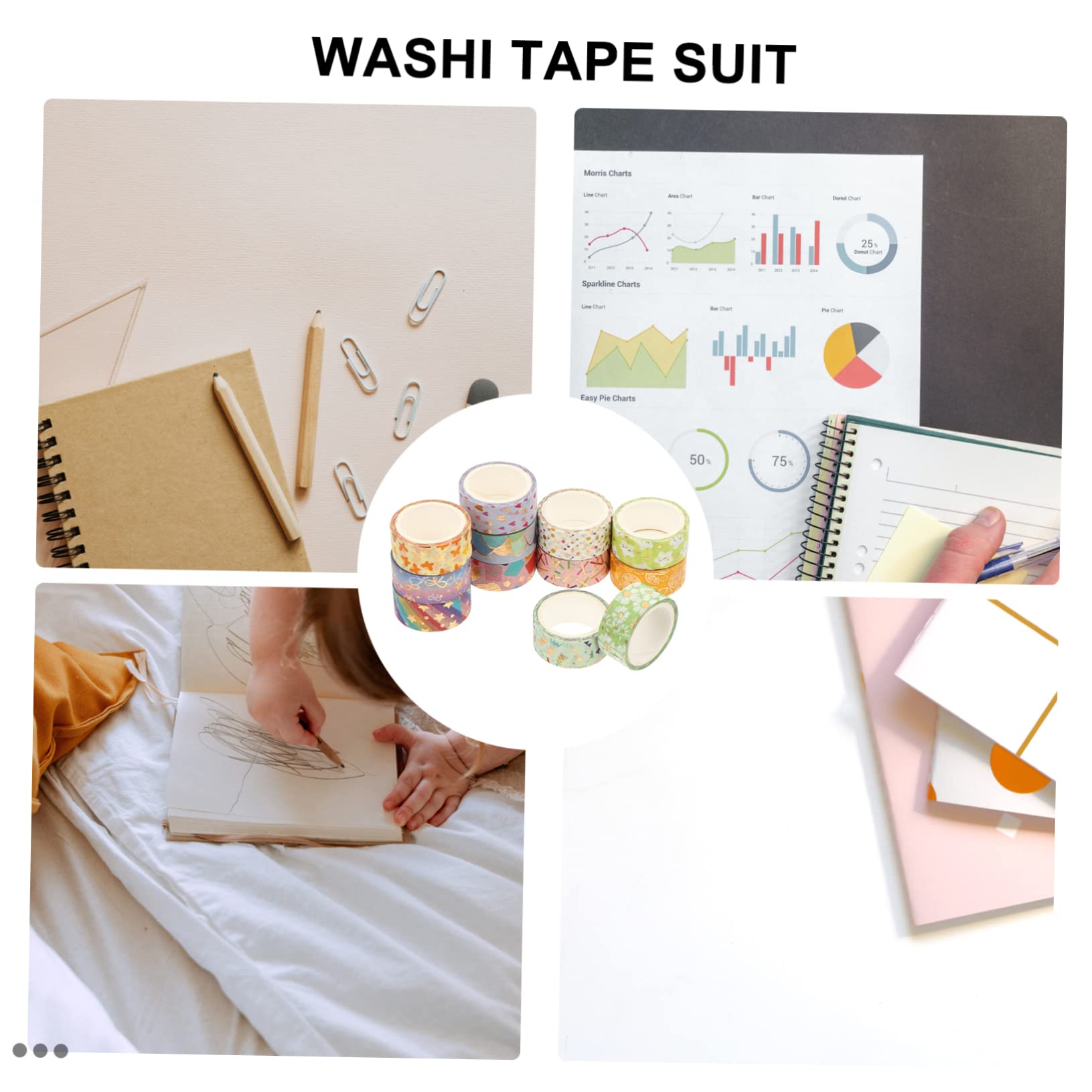 STOBOK 36rotoli Washi Tape Decorativo Per Adesivi Colorati Per Diario e Scrapbook Facili Da Rimuovere e Applicare Per Adulti