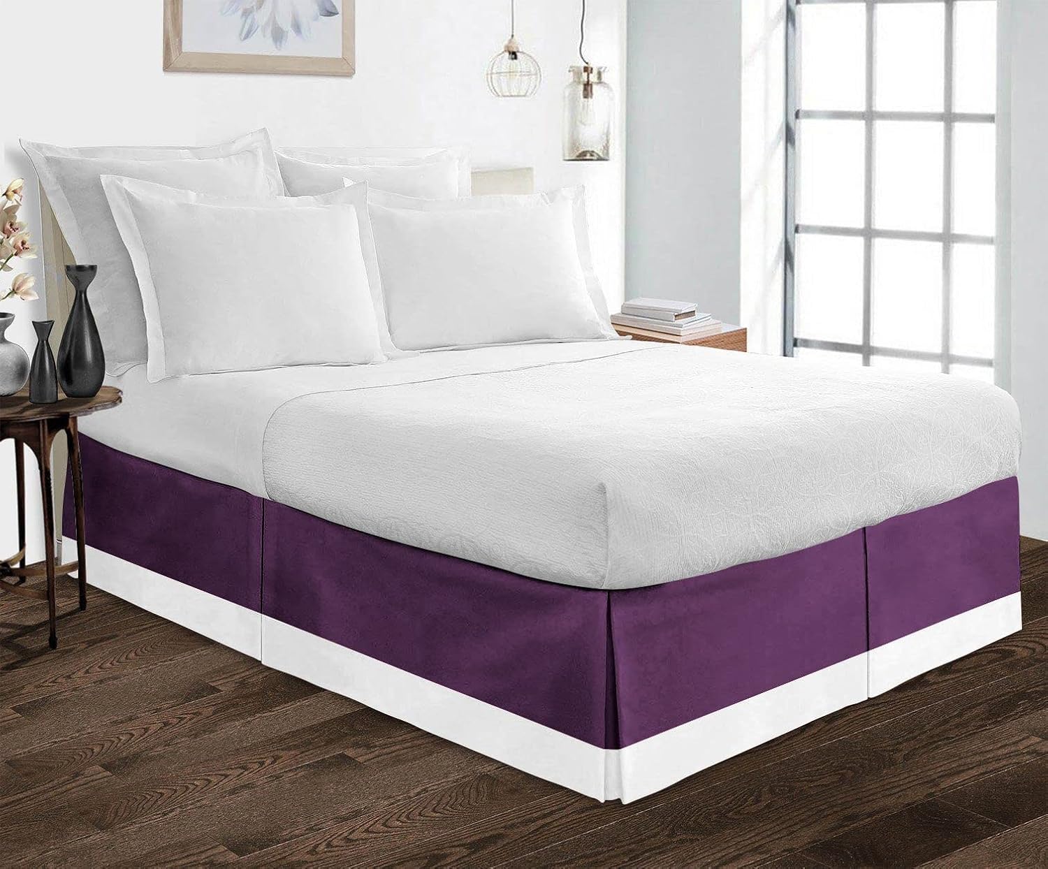 High Kotton Two Tone Split Corner Bed Skirt 21 Inch Drop