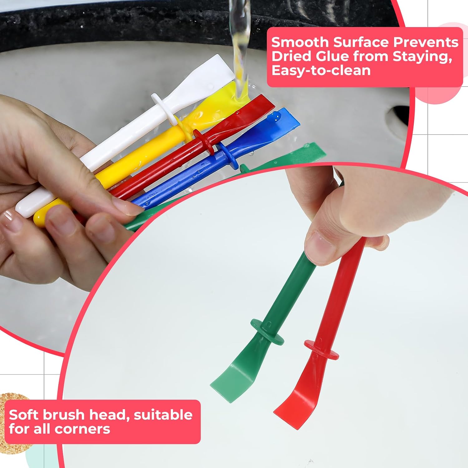 5 PCS Colored Glue Spreader 4.45 * 0.69 * 0.36 Inch Plastic Glue Brush Applicator Easy Clean Flatback Glues Applicator Stick for DIY Art Craft