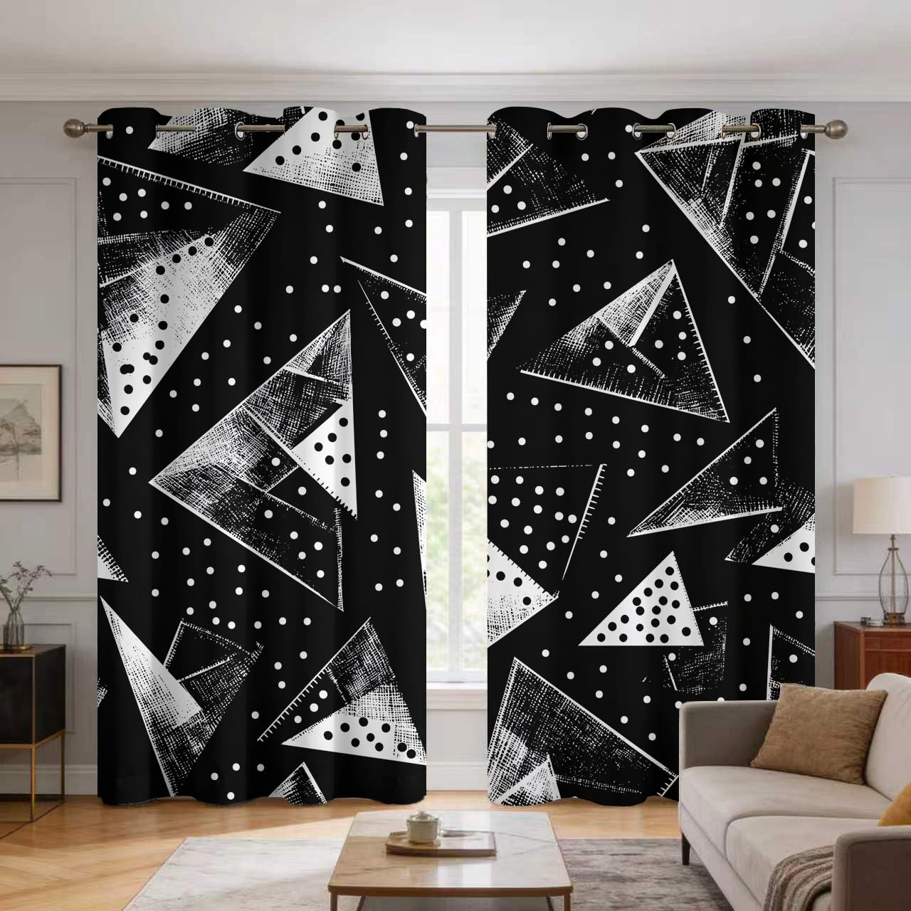 Draperies intérieures à œillets au design abstrait haut de gamme