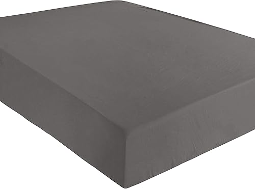 NTBAY Sábana bajera ajustable de algodón lavado, sábana de cama transpirable con bolsillo profundo, individual XL, gris oscuro