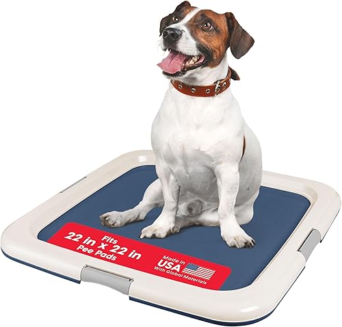 IRIS USA - Soporte cuadrado para tapete sanitario para mascotas, con pestillos seguros, patas de goma antideslizantes y acabado pulido, anti-fugas,