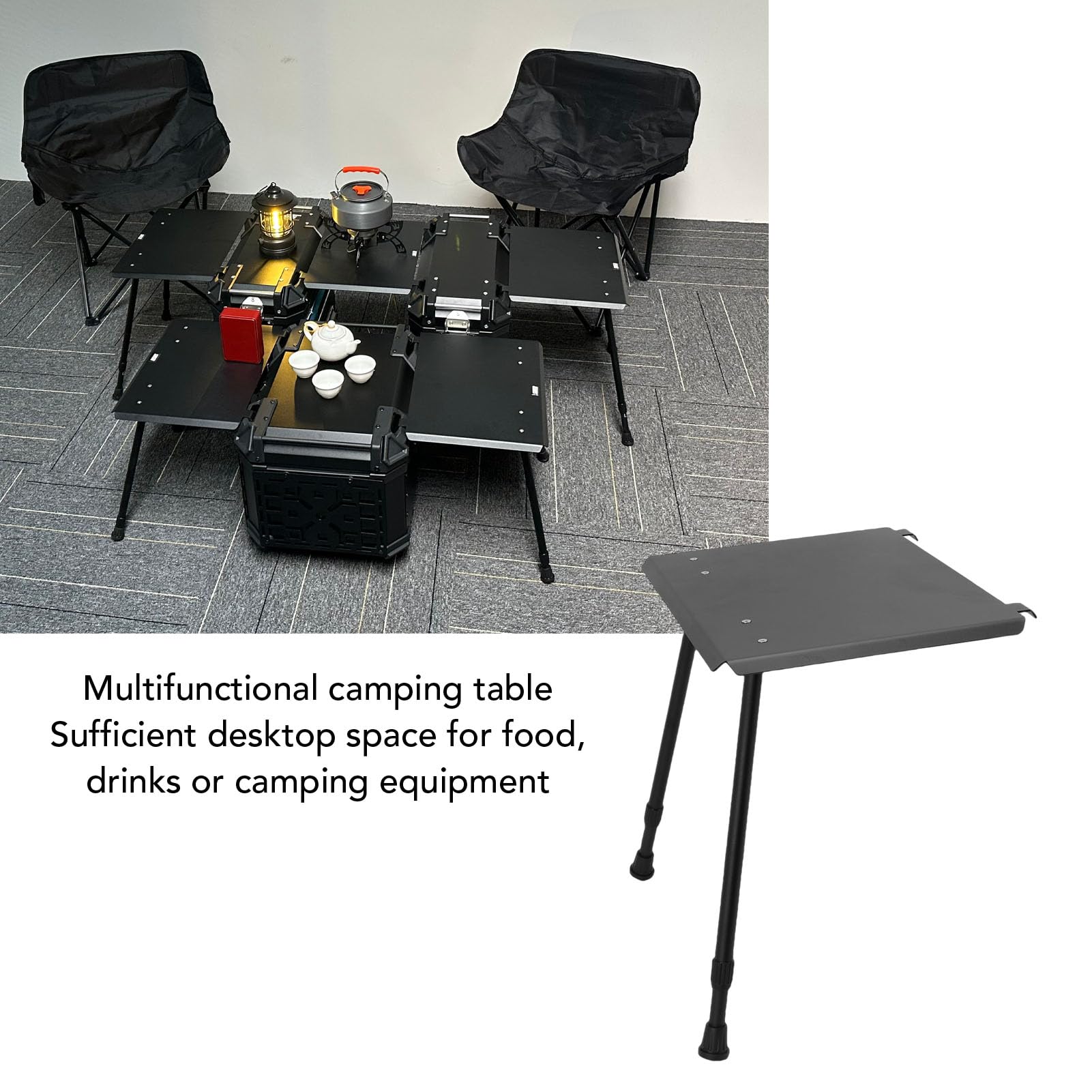 Xiuganpo Motorrad-Seitenbox-Tischbrett, Aluminiumlegierung, Höhenverstellbar, Klappbarer Campingtisch aus Aluminiumlegierung für Motorradtouren, Camping, Picknick Im Freien Sonstiges