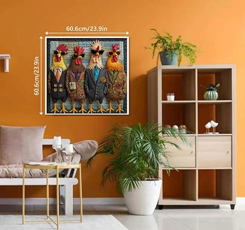 Miniatura 8 de Runway Roosters - Rompecabezas de 1000 piezas para adultos, rompecabezas de arte de gallo de moda, rompecabezas de animales difíciles desafiantes,