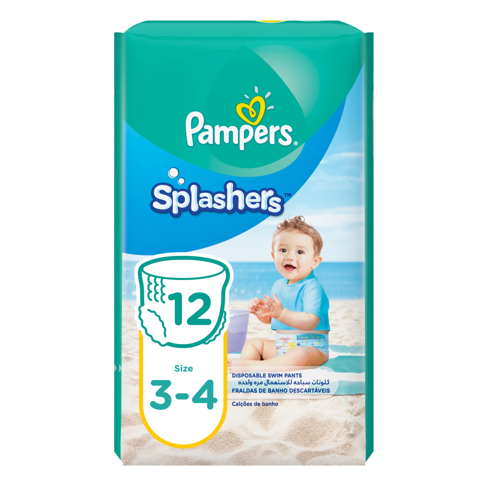 Pampers Splashers Lot de 12 couche-culottes de bain - Taille 3-4 - 6-12 kg