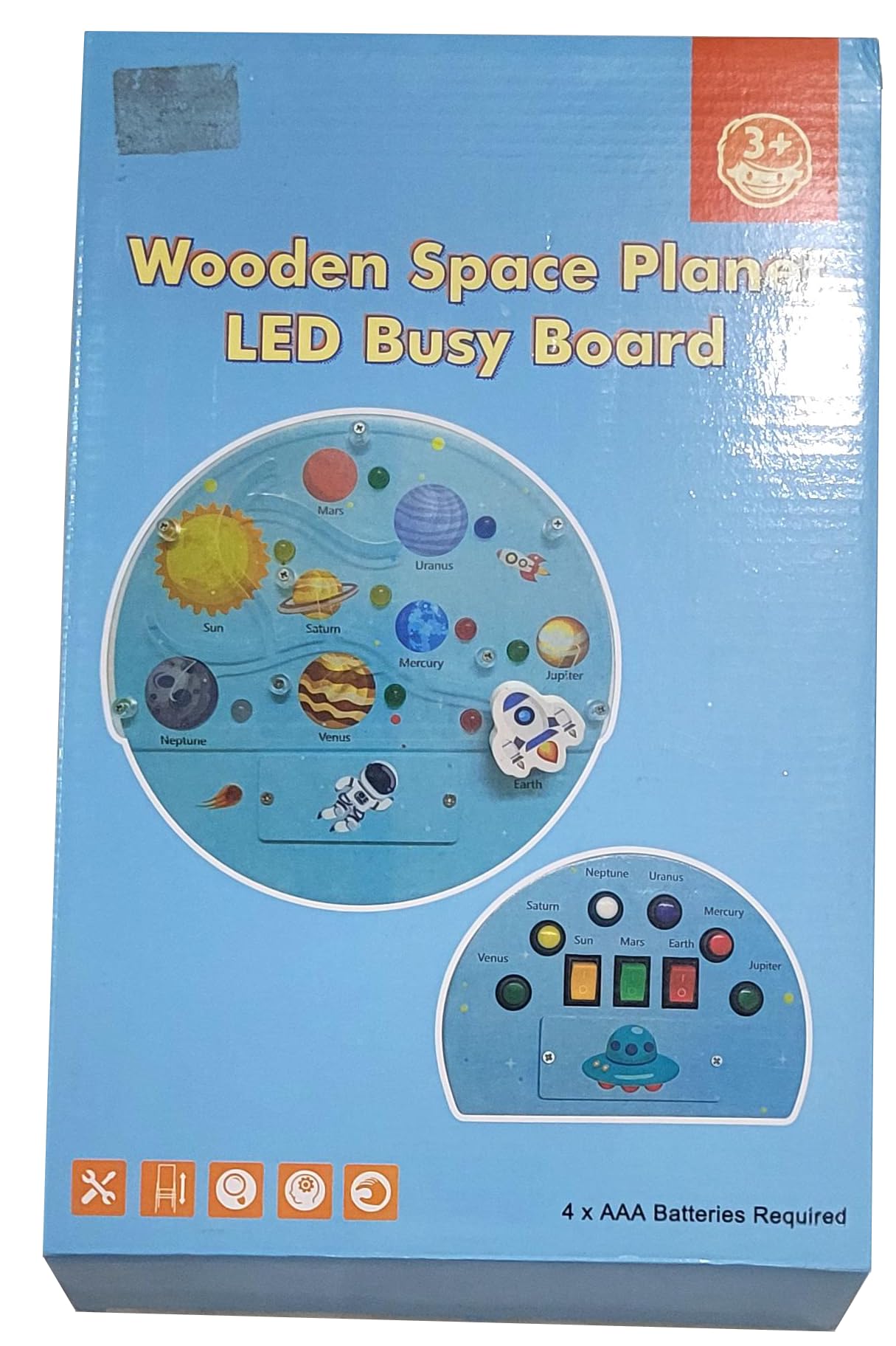 Retail Birds Wooden Space Planet LED Busy Board, 4 AAA Batteries Required 3