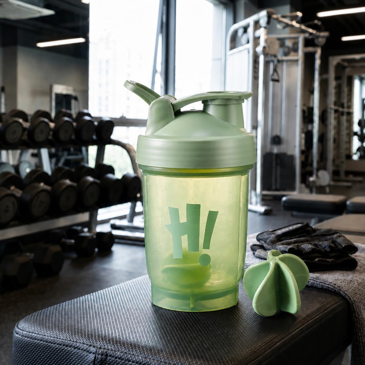 Protein Shaker Bottle 350 ML, Leak Proof Fitness Mixer Cup for Gym Workout Smoothies and Meal Prep, Green