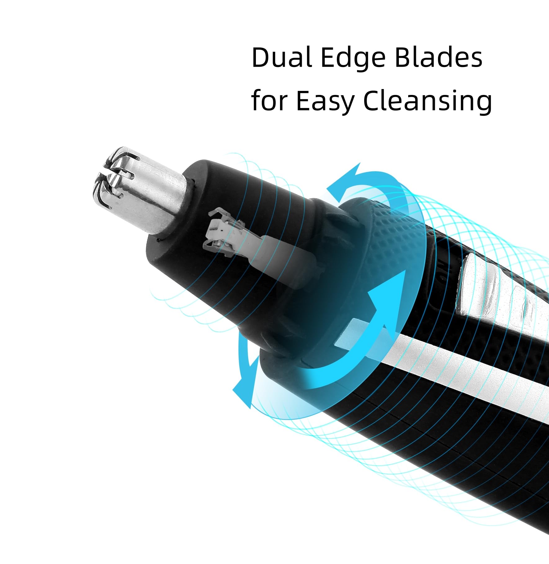 Ear and Nose Hair Trimmer Clippers: 2025 Professional Painless Eyebrow & Facial Hair Trimmers Remover for Men Women, Battery Operated Nasal Clipper, Dual Edge Waterproof Blades for Clean,Black