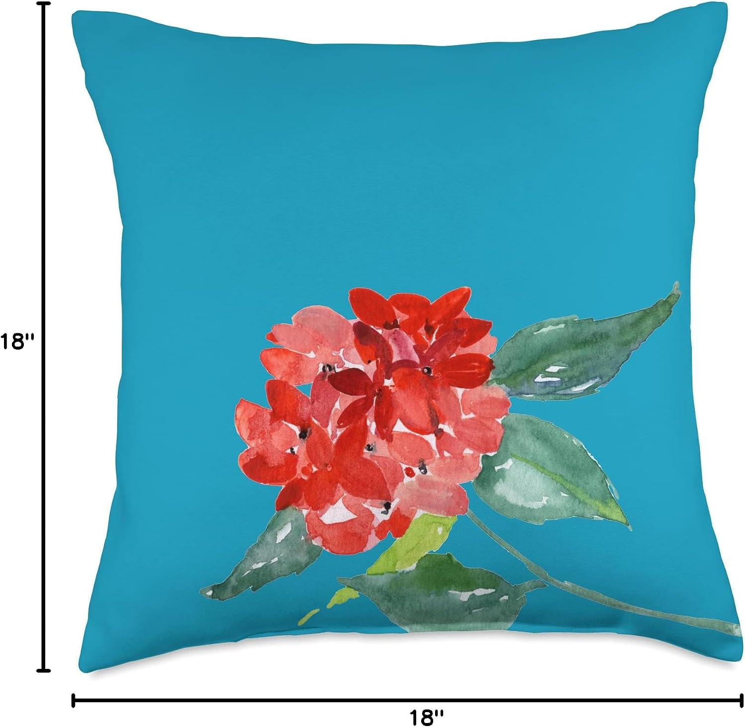 Pioneer Country Farm for Woman Turquoise and Red Flower Throw Pillow